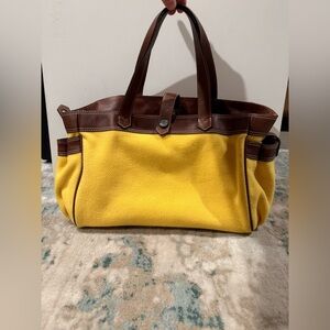 Vintage Yellow and Brown J. Crew Handbag